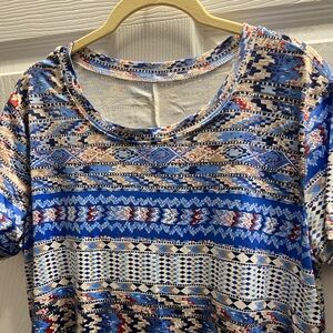 Blue Patterned Women's Top